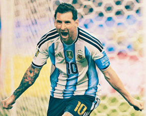 Lionel Messi celebra con un grito de euforia tras marcar para Argentina y convertirse en el máximo goleador histórico de los Mundiales.