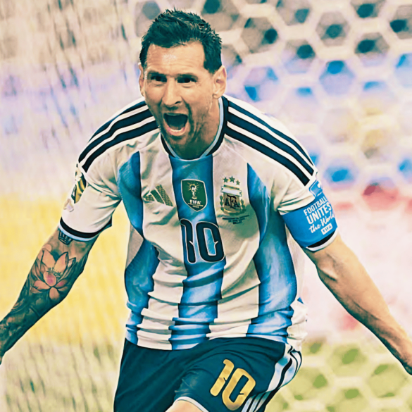 Lionel Messi celebra con un grito de euforia tras marcar para Argentina y convertirse en el máximo goleador histórico de los Mundiales.