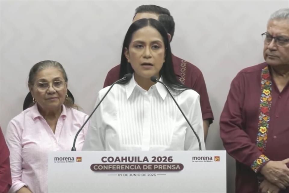 Dirigentes de Morena ofrecen conferencia de prensa tras los resultados de la elección en Coahuila 2026.