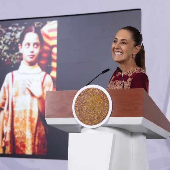 La presidenta Claudia Sheinbaum durante la inauguración del Museo Textil de los Pueblos Indígenas y Afromexicanos en Ciudad de México.