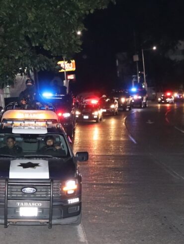 Elementos de seguridad participan en el Operativo Tabasco Seguro para reforzar la vigilancia y prevenir delitos en la entidad.