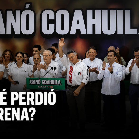 Dirigentes y militantes del PRI celebran la victoria electoral en Coahuila tras obtener los 16 distritos de mayoría relativa en la elección legislativa de 2026.