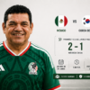 Gráfica con el pronóstico del gobernador Javier May para el partido México vs Corea del Sur, 2-1 a favor de México, jueves 18 de junio en el estadio Centenario