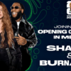 Shakira y Burna Boy durante el anuncio del estreno de Dai Dai para la inauguración del Mundial 2026 en Ciudad de México.