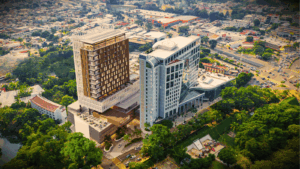 Render del Distrito Empresarial presentado por Grupo DG y Corporación Inmobiliaria Villahermosa dentro del paquete de inversiones privadas por 3 mil 660 millones de pesos para Villahermosa.