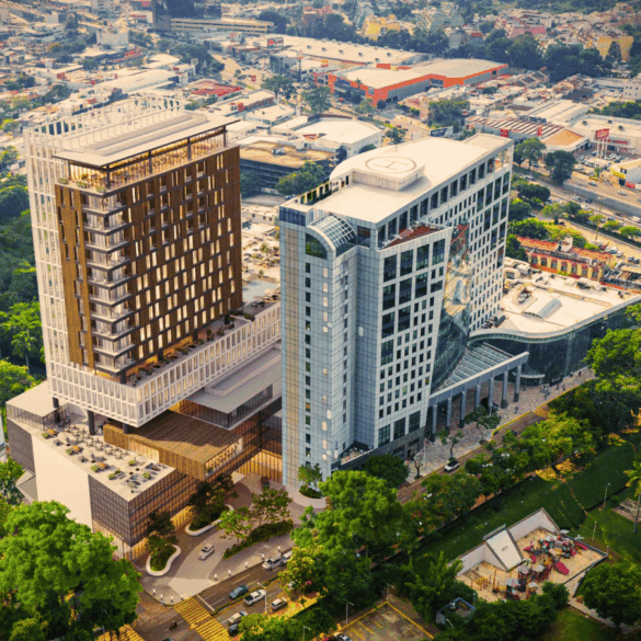 Render del Distrito Empresarial presentado por Grupo DG y Corporación Inmobiliaria Villahermosa dentro del paquete de inversiones privadas por 3 mil 660 millones de pesos para Villahermosa.