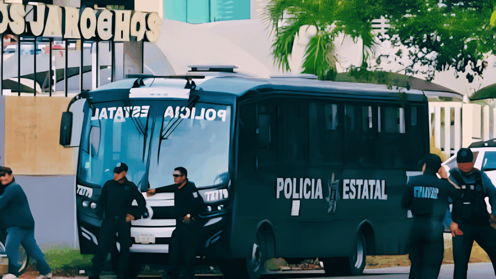 Policías estatales permanecen frente a La Antojería Food Park durante su cierre
