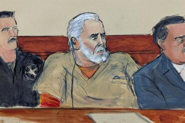 Ilustración judicial de Ismael El Mayo Zambada durante la audiencia en la que fue condenado a cadena perpetua en Brooklyn.
