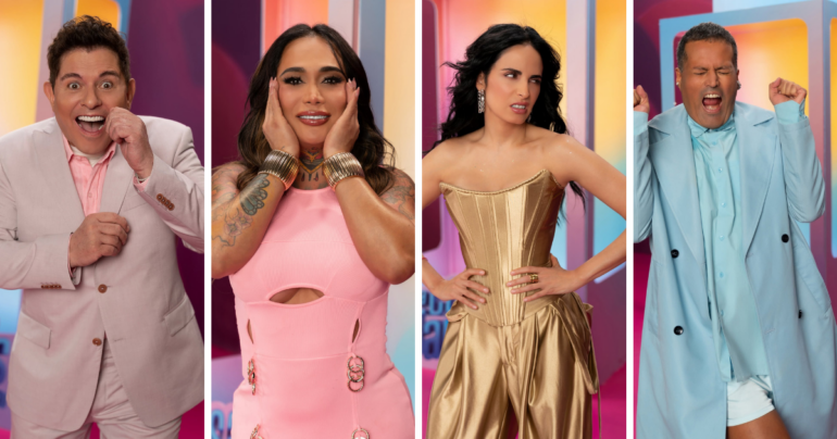 Los cuatro primeros habitantes confirmados de La Casa de los Famosos México 2026 durante la presentación oficial del reality.