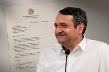 Visual editorial de Andrés Manuel López Beltrán junto a la carta que envió a Donald Trump, en una composición periodística de estilo sobrio y elegante.