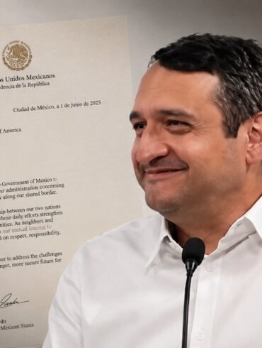Visual editorial de Andrés Manuel López Beltrán junto a la carta que envió a Donald Trump, en una composición periodística de estilo sobrio y elegante.
