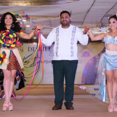 Las Diosas del Maíz Nacajuca 2026 durante el desfile de modas y concurso de trajes estilizados en Tabasco