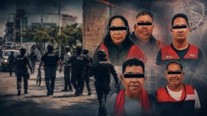 Composición con agentes durante el operativo federal en Paraíso y cinco personas detenidas presentadas ante la FGR.