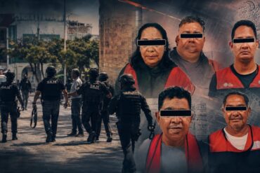 Composición con agentes durante el operativo federal en Paraíso y cinco personas detenidas presentadas ante la FGR.