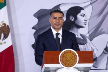 Omar García Harfuch durante la conferencia sobre resultados de la Estrategia Nacional de Seguridad en México