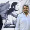 Claudia Sheinbaum, Andy López Beltrán y Andrés Manuel López Obrador en una composición fotográfica sobre el caso de la visa cancelada