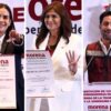 Rosa María Bayardo, Nora Ruvalcaba y Pablo Gutiérrez muestran sus nombramientos como coordinadores de Morena
