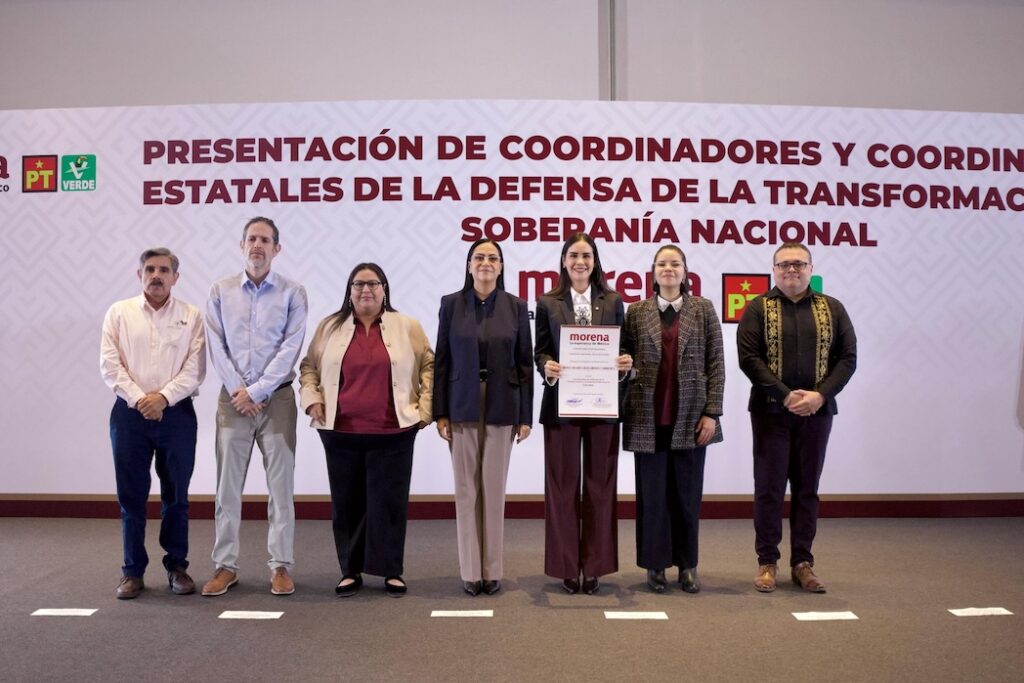 Dirigencia de Morena, PT y Verde en la presentación de coordinadores estatales de la Defensa de la Transformación y la Soberanía Nacional