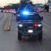 Convoy de unidades tácticas durante un operativo de seguridad en Tabasco