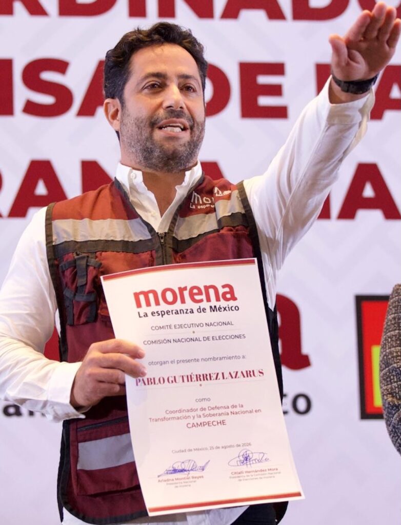 Pablo Gutiérrez Lazarus muestra su nombramiento como Coordinador de Morena en Campeche