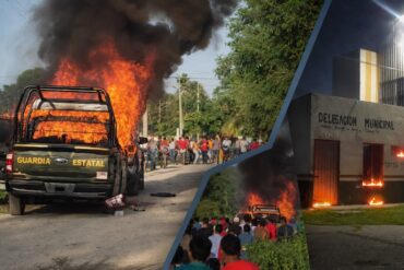 Patrulla de la Guardia Estatal y delegación municipal incendiadas en Azucena, Cárdenas