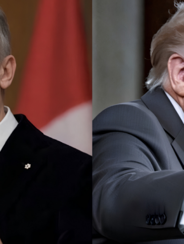 Donald Trump durante la propuesta de renombrar el lago Ontario como Lake America