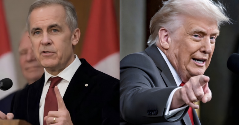 Donald Trump durante la propuesta de renombrar el lago Ontario como Lake America