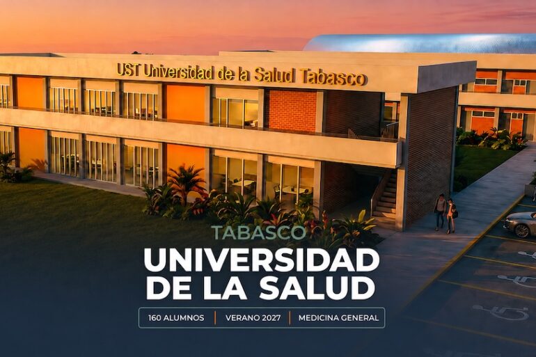 Render de la Universidad de la Salud de Tabasco, que iniciará con 160 alumnos en 2027