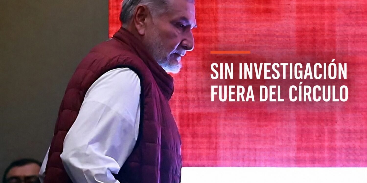 Adán Augusto López de perfil con la leyenda Sin investigación, fuera del círculo