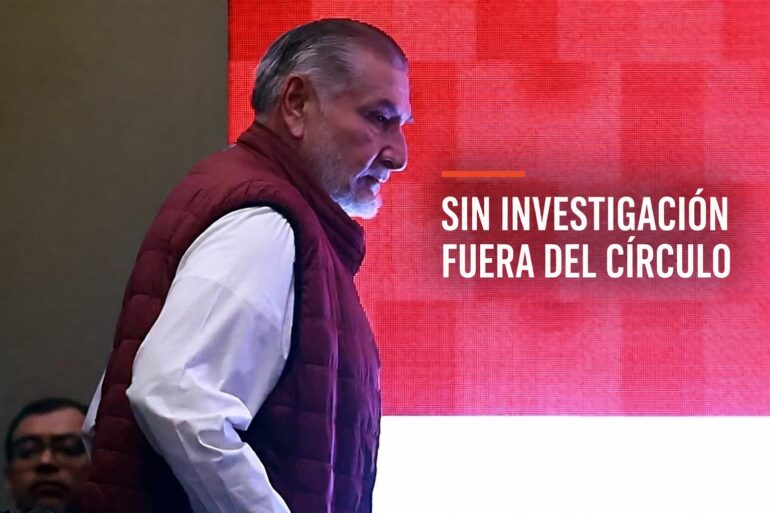 Adán Augusto López de perfil con la leyenda Sin investigación, fuera del círculo