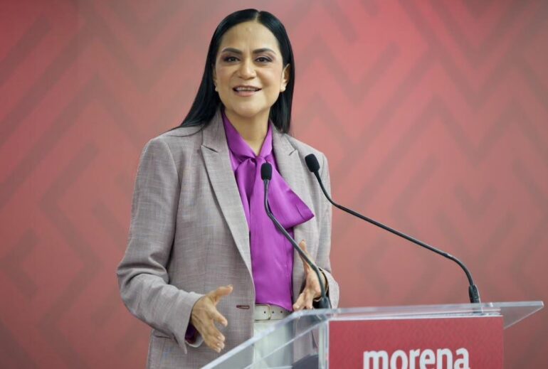 Ariadna Montiel durante conferencia de Morena sobre encuestas e inconformidades rumbo a 2027