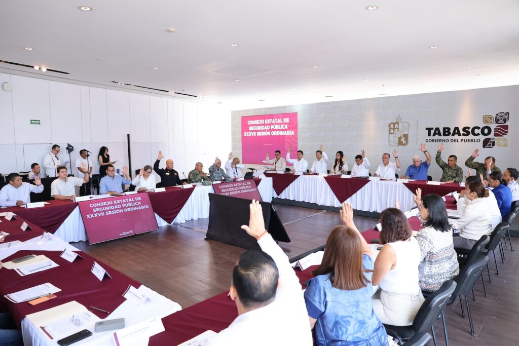Integrantes del Consejo Estatal de Seguridad Pública participan en sesión ordinaria en Tabasco