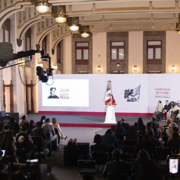 Claudia Sheinbaum durante la conferencia matutina donde destacó la reducción de homicidios dolosos