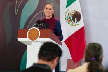 Claudia Sheinbaum durante la conferencia matutina donde presentó resultados de seguridad