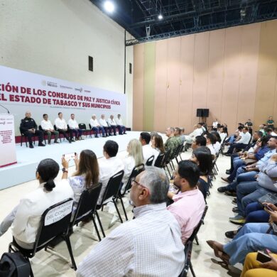 Javier May encabeza la instalación de los Consejos de Paz y Justicia Cívica de Tabasco ante representantes de los municipios