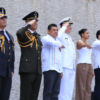 Javier May Rodríguez durante ceremonia de los Niños Héroes junto a mandos militares en Tabasco