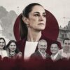 Composición editorial sobre la sucesión de gubernaturas de Morena rumbo a 2027, con Claudia Sheinbaum al centro y figuras vinculadas a gobiernos estatales alrededor.