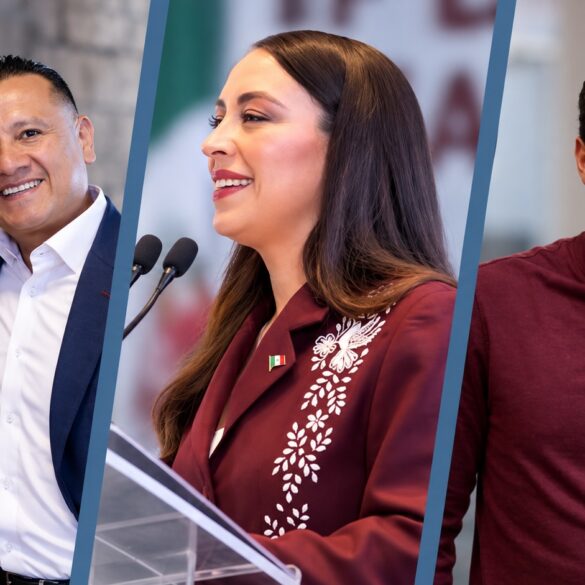 Aspirantes y figuras de Morena durante reuniones políticas rumbo a las elecciones de 2027