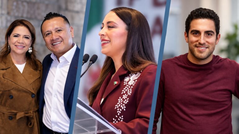 Aspirantes y figuras de Morena durante reuniones políticas rumbo a las elecciones de 2027