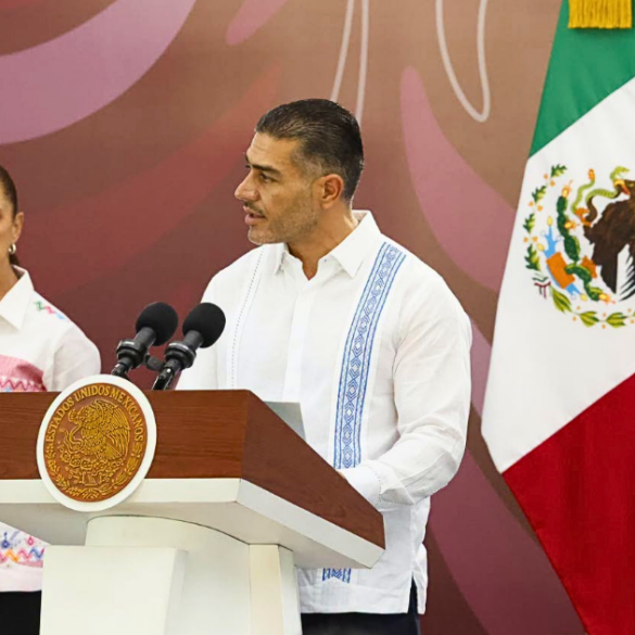 Omar García Harfuch durante la Conferencia del Pueblo en Tuxtla Gutiérrez, Chiapas