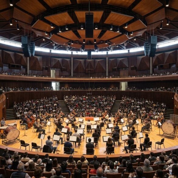 Sala Nezahualcóyotl llena durante un concierto de orquesta tras su reapertura