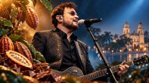 Aleks Syntek canta con guitarra entre cacao y chocolate en visual del Festival del Chocolate de Tabasco