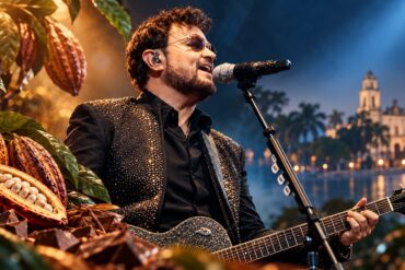 Aleks Syntek canta con guitarra entre cacao y chocolate en visual del Festival del Chocolate de Tabasco