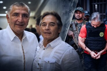 Hernán Bermúdez Requena, exsecretario de Seguridad de Tabasco, esposado y escoltado por agentes de seguridad tras su detención en Paraguay.