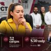 Composición periodística sobre la crisis interna del IEPCT: al centro aparece la presidenta del organismo; a la derecha, el bloque de consejerías junto a una imagen del Tribunal Electoral de Tabasco; al pie se muestran tres datos clave sobre el arranque del proceso electoral en Tabasco.