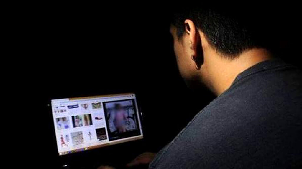 Persona frente a una computadora en un ambiente oscuro, imagen ilustrativa sobre investigaciones de explotación sexual infantil en internet.