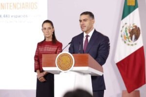 Omar García Harfuch, secretario de Seguridad y Protección Ciudadana, durante una presentación de resultados de seguridad del Gobierno federal.