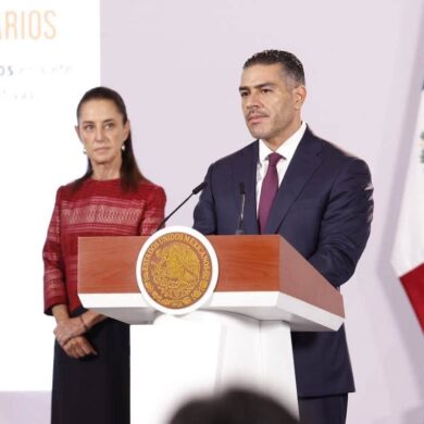 Omar García Harfuch, secretario de Seguridad y Protección Ciudadana, durante una presentación de resultados de seguridad del Gobierno federal.