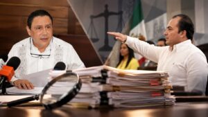 Oswald Lara Borges y Edgar Iván Oropeza Díaz en un visual editorial sobre el nuevo control interno del Tribunal Electoral de Tabasco.