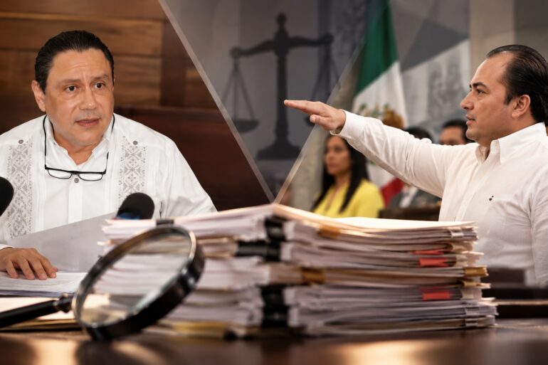 Oswald Lara Borges y Edgar Iván Oropeza Díaz en un visual editorial sobre el nuevo control interno del Tribunal Electoral de Tabasco.